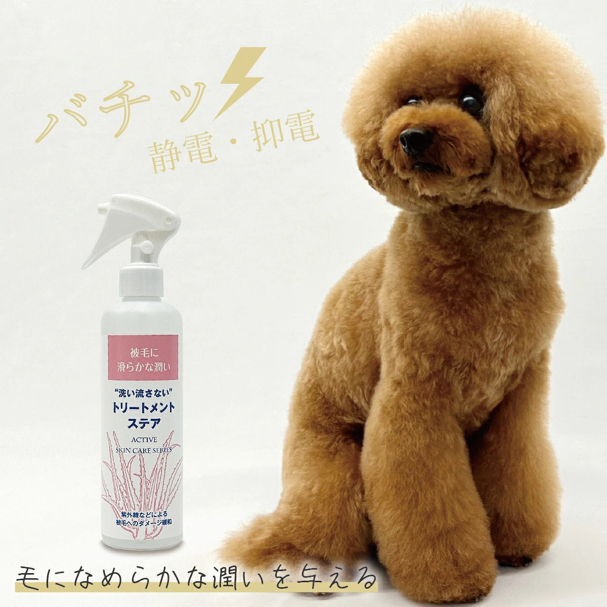 【アジル】トリートメントステア（犬・猫用）洗い流さないトリートメント　ブラッシング 静電 抑電 抗炎症 ダメージ緩和 保湿　肌トラブル 手に優しい 艶のある被毛の維持