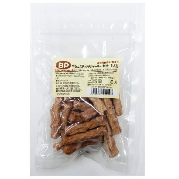 【BEST  PARTNER】牛たんスティックジャーキー 100g（犬用）犬　おやつ　牛タン皮　鶏肉　カットタイプ